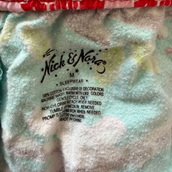 Nick & Nora Christmas Cardinal Birdhouse Flannel Pajama Set Blue Holiday Sz M - Picture 8 of 12